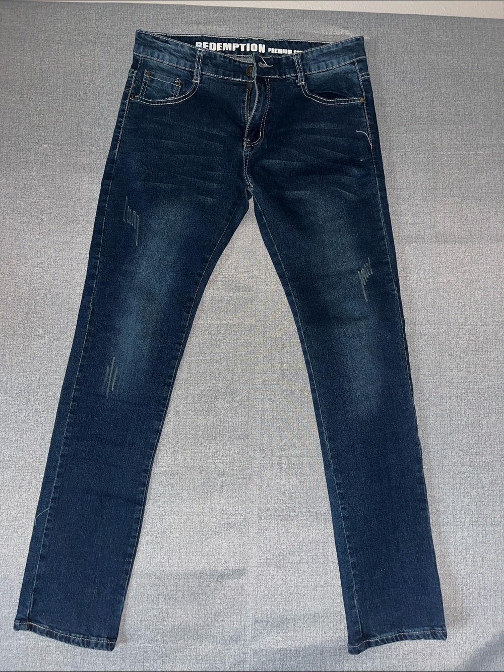 Redemption Premium Style Men’s Dark Blue Slim Jeans, size 32x32
